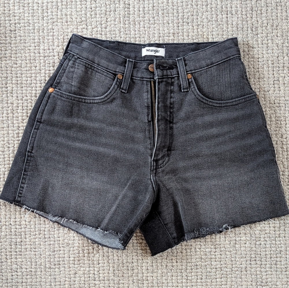 Wrangler Black High-Rise Cutoff Denim Shorts